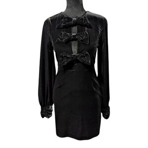 a loves a Womens Black Velvet Bow Tie Dress